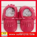 2015 Alibaba Express red tassels moccasins soft flat cow leather Baby Shoes High Quality